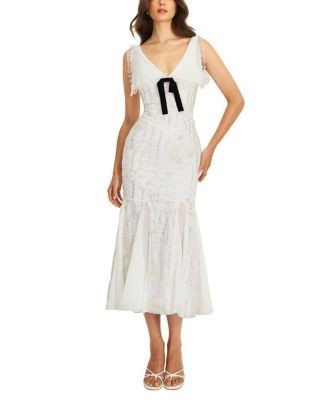 Miss Circle Paola Peter Pan Collar Beaded Sequin Mermaid Midi Dress