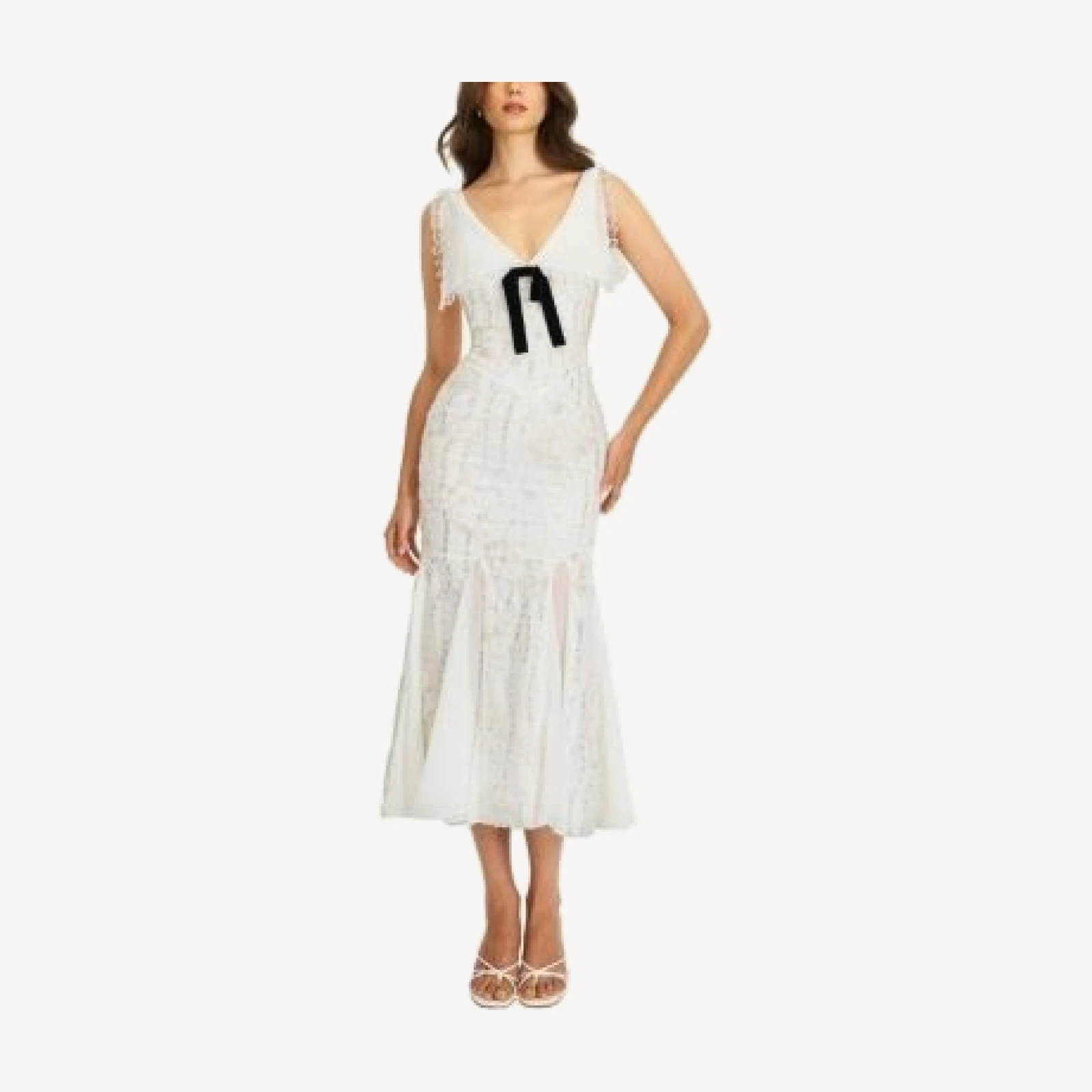 Miss Circle Paola Peter Pan Collar Beaded Sequin Mermaid Midi Dress