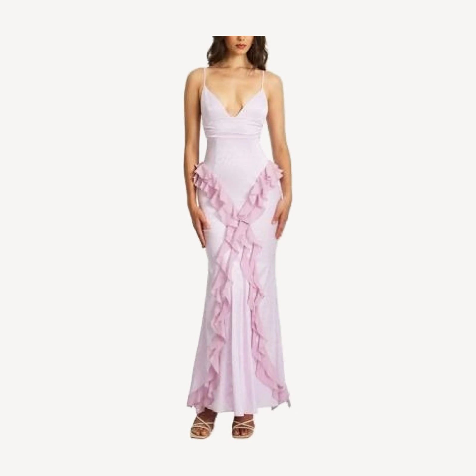 Miss Circle Paolina Jacquard Ruffle Mermaid Maxi Dress