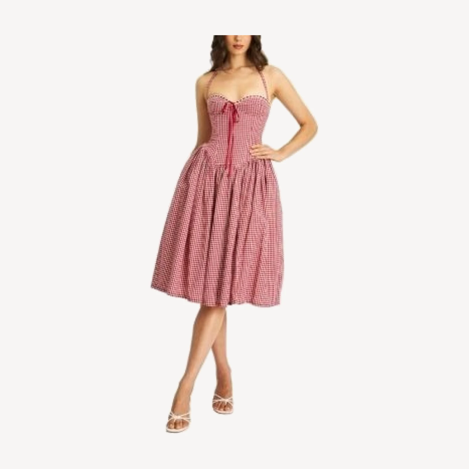Miss Circle Susanna Gingham Halter Drop Waist Midi Dress