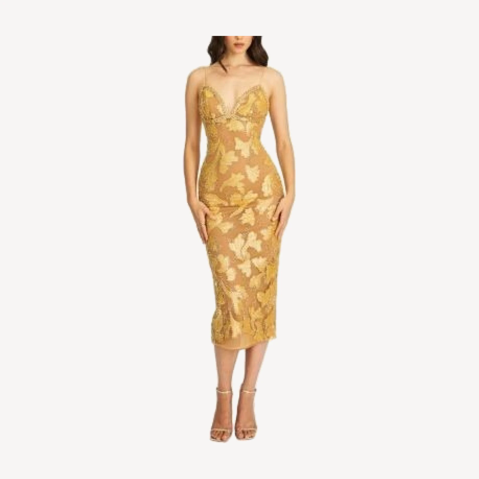Miss Circle Edie Beaded Sequin Midi Pencil Dress