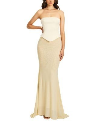 Miss Circle Adelina Peplum Mermaid Gown with Lace-up Back