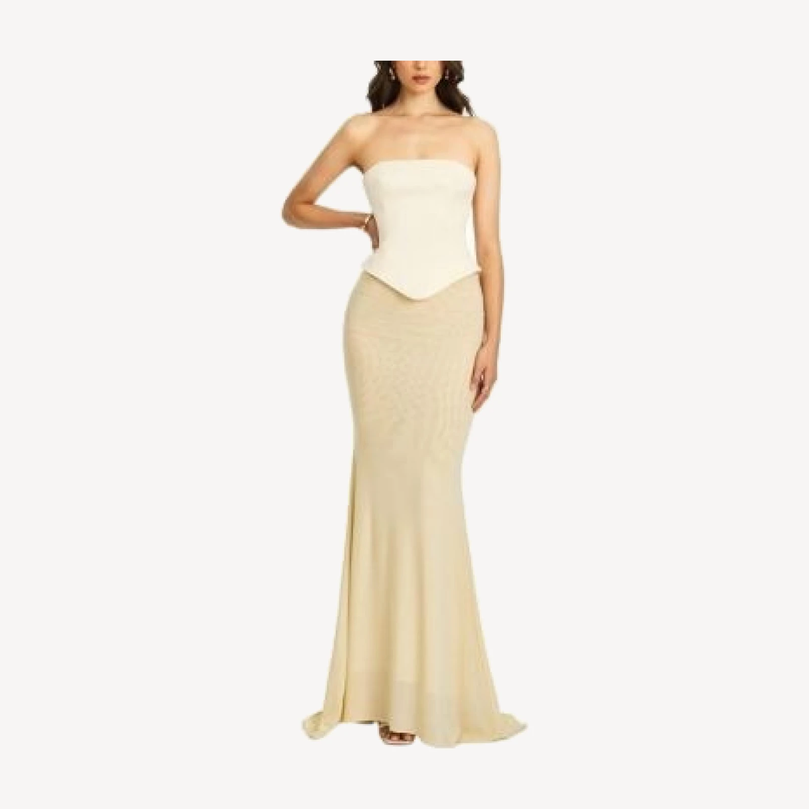 Miss Circle Adelina Peplum Mermaid Gown with Lace-up Back