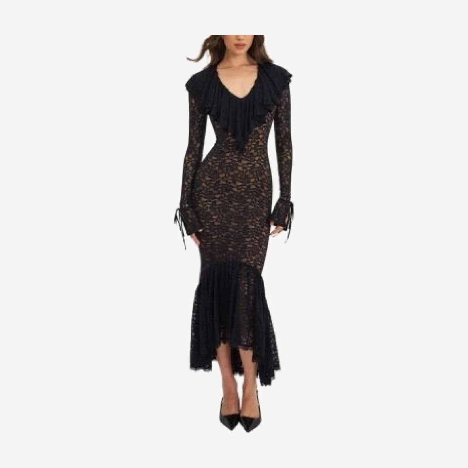 Miss Circle Parisa Lace Ruffled Mermaid Maxi Dress