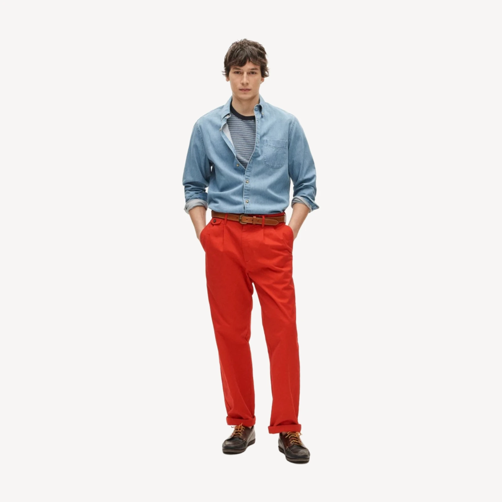 Classic double-pleated chino pant