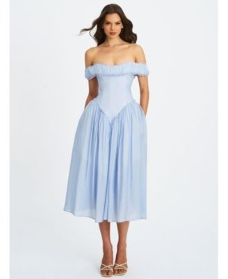 Miss Circle Xavy Rayon Off Shoulder Corset Midi Dress