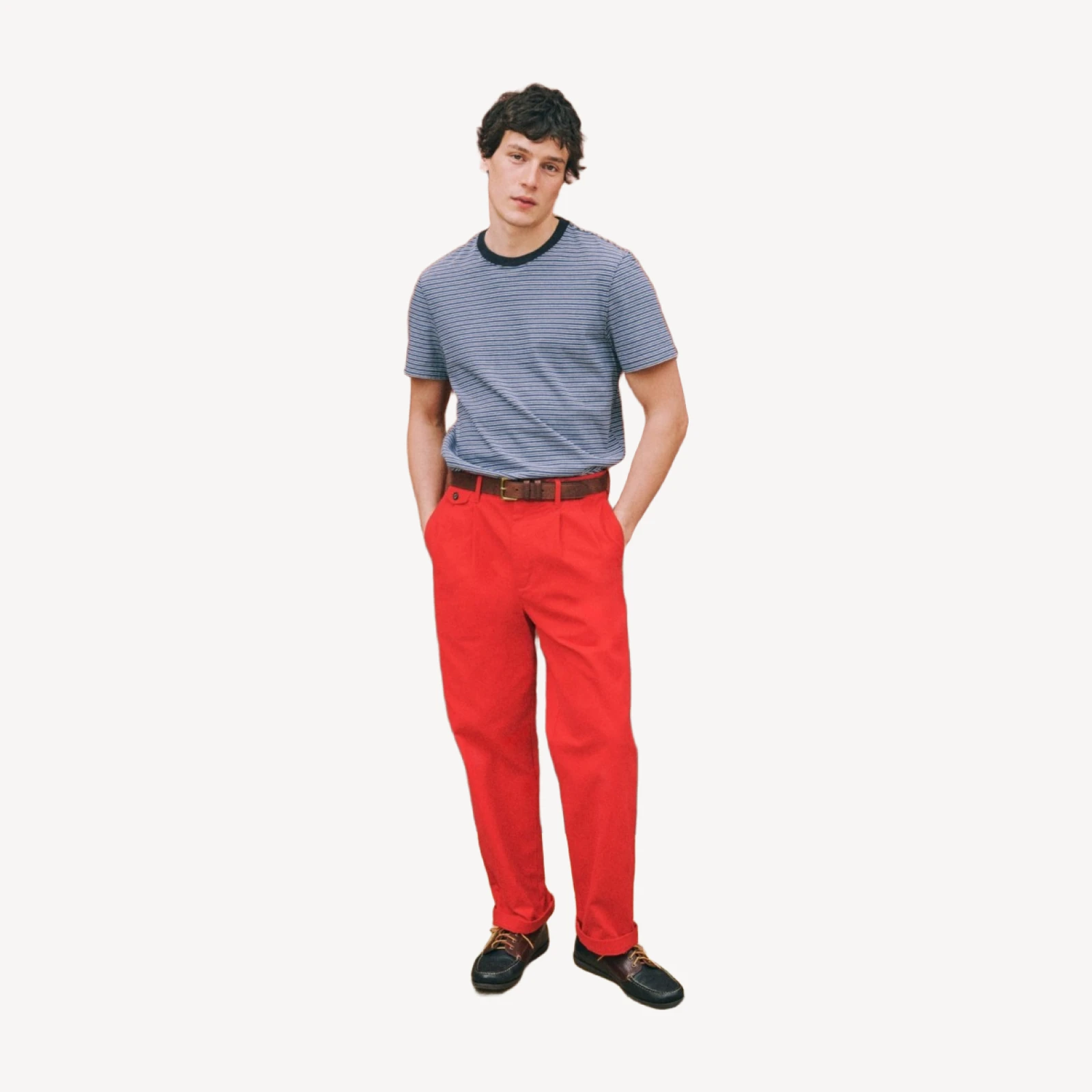 Classic double-pleated chino pant