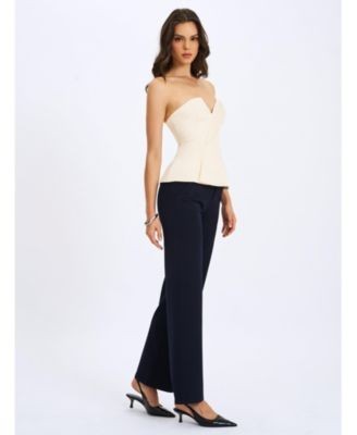 Miss Circle Yani Asymmetrical Lapel Sleeveless Peplum Top