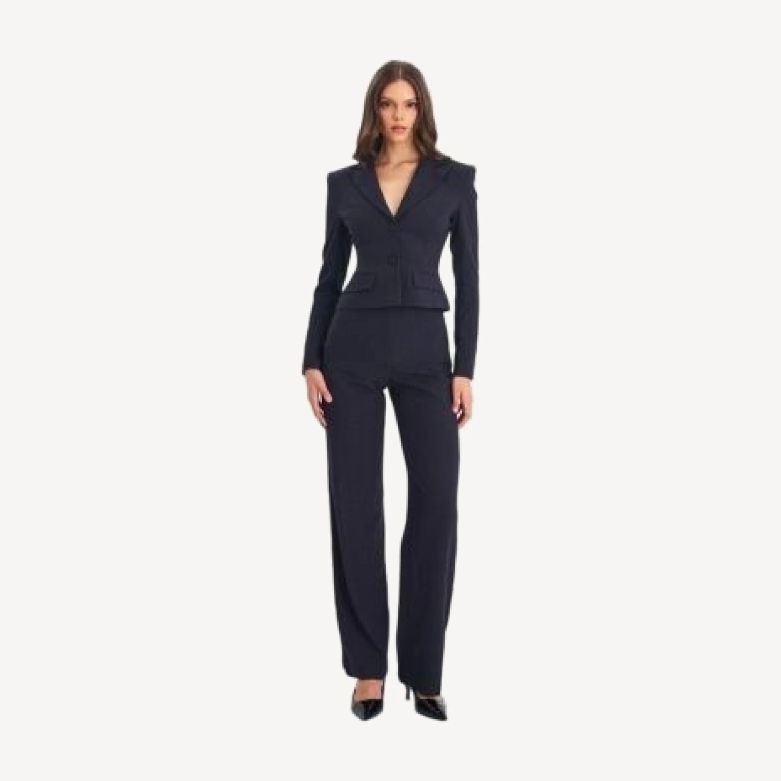 Miss Circle Quinnie Striped High-Waisted Straight Leg Pants