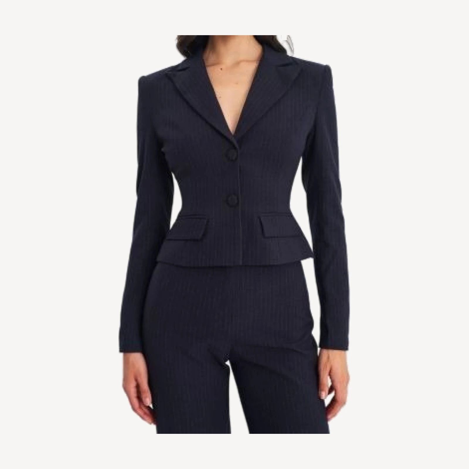 Miss Circle Quinne Striped Single-Breasted Peplum Blazer