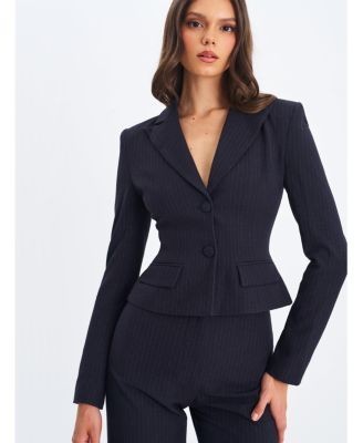 Miss Circle Quinne Striped Single-Breasted Peplum Blazer, photo 5