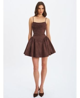 Miss Circle Raisa Suede Ruched Mini Dress