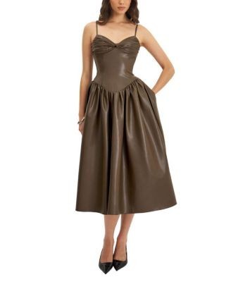Miss Circle Parisia Faux Leather Drop Waist Maxi Dress