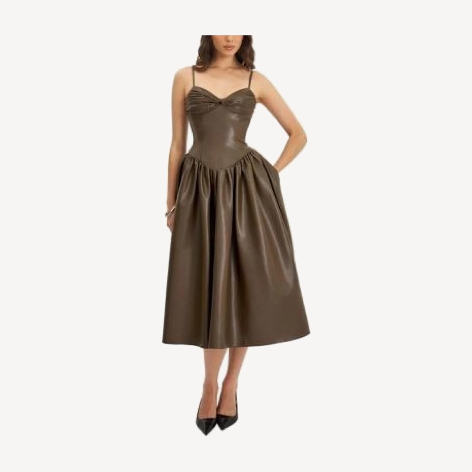 Miss Circle Parisia Faux Leather Drop Waist Maxi Dress