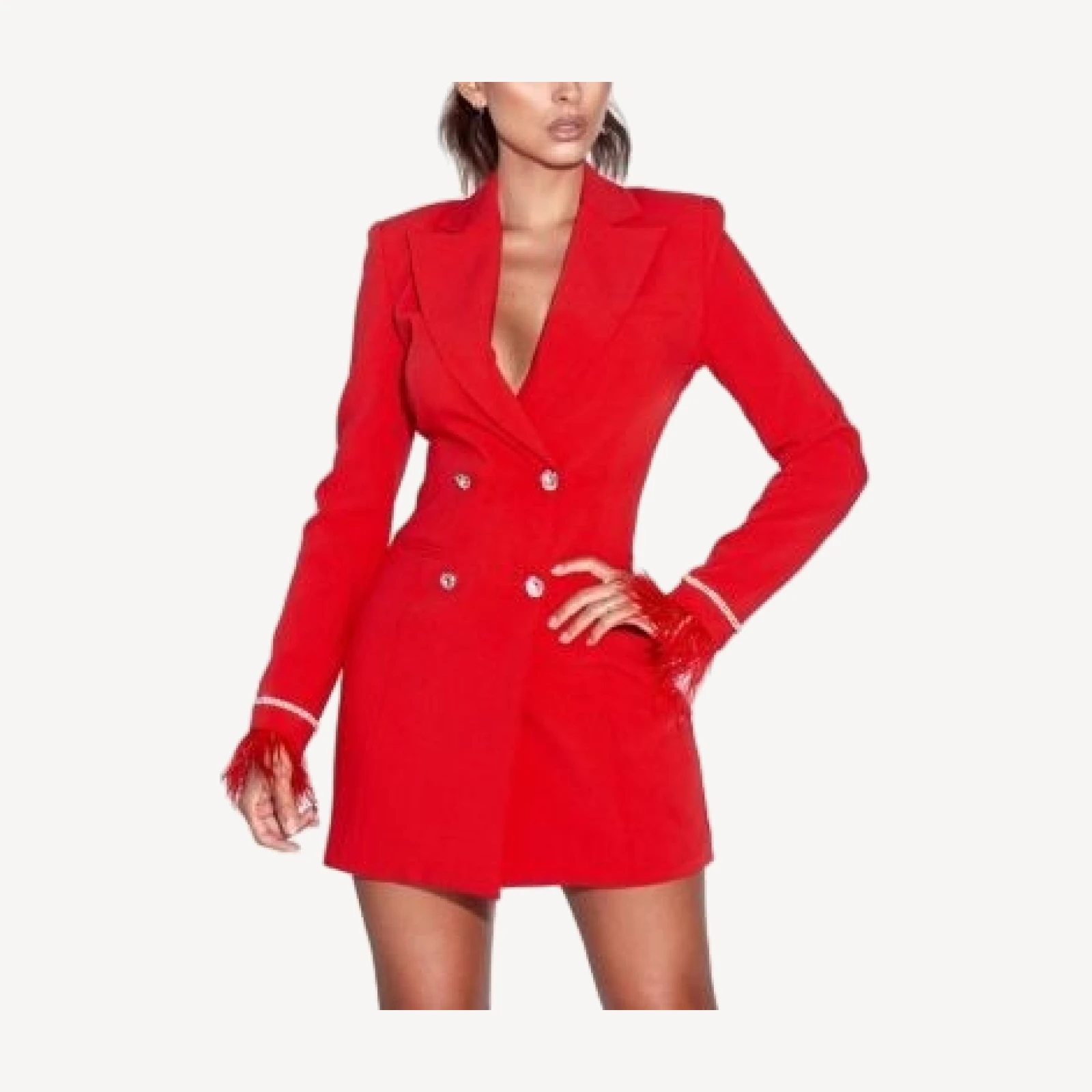 Miss Circle Quilla Woven Crepe Backless Blazer Dress
