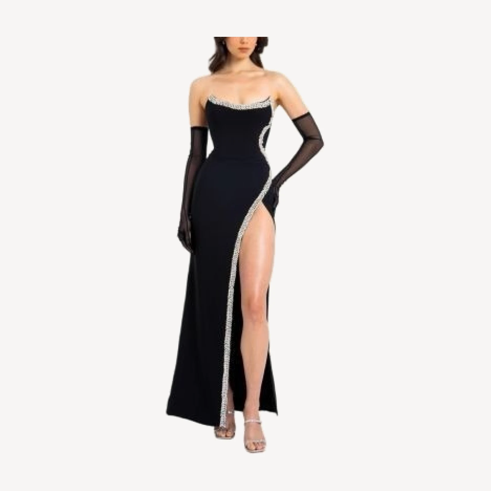 Miss Circle Xoana Crystal Embellished High Slit Gown