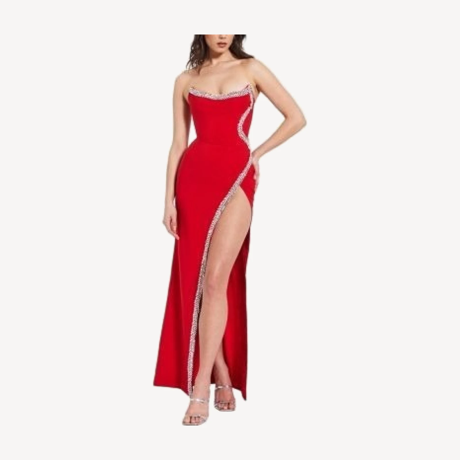 Miss Circle Xoana Strapless High Slit Crystal Embellished Gown