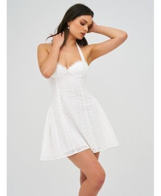 Miss Circle Johana Eyelet Halter Mini Dress