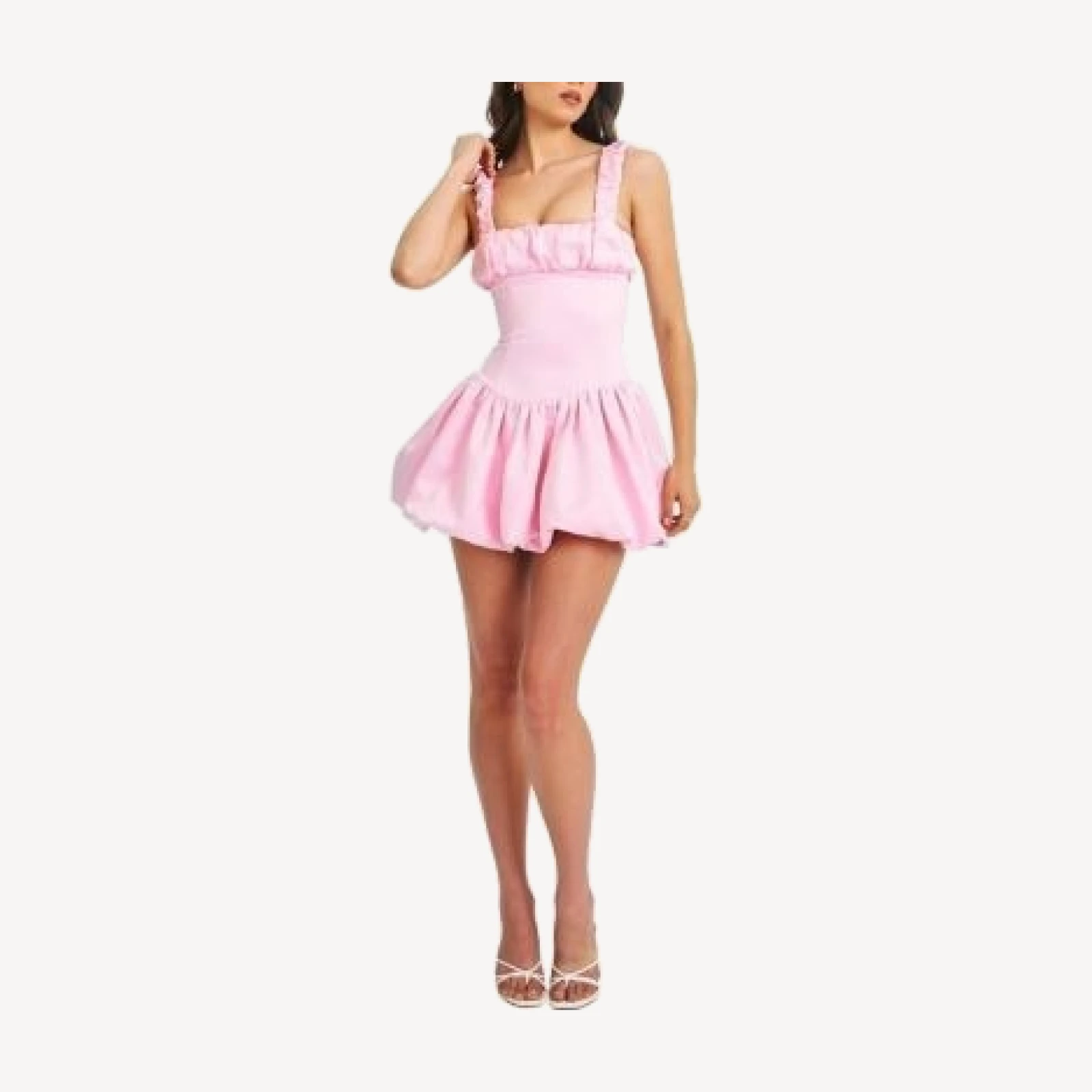 Miss Circle Aubreey Drop Waist Satin Bubble Hem Mini Dress