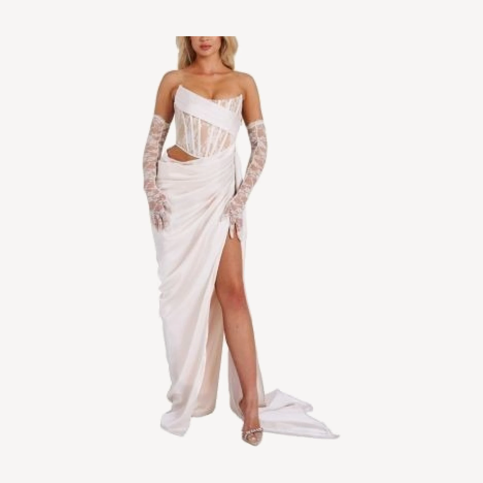 Miss Circle Callie Corset Draping High Slit Gown