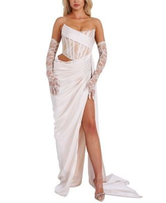 Miss Circle Callie Corset Draping High Slit Gown