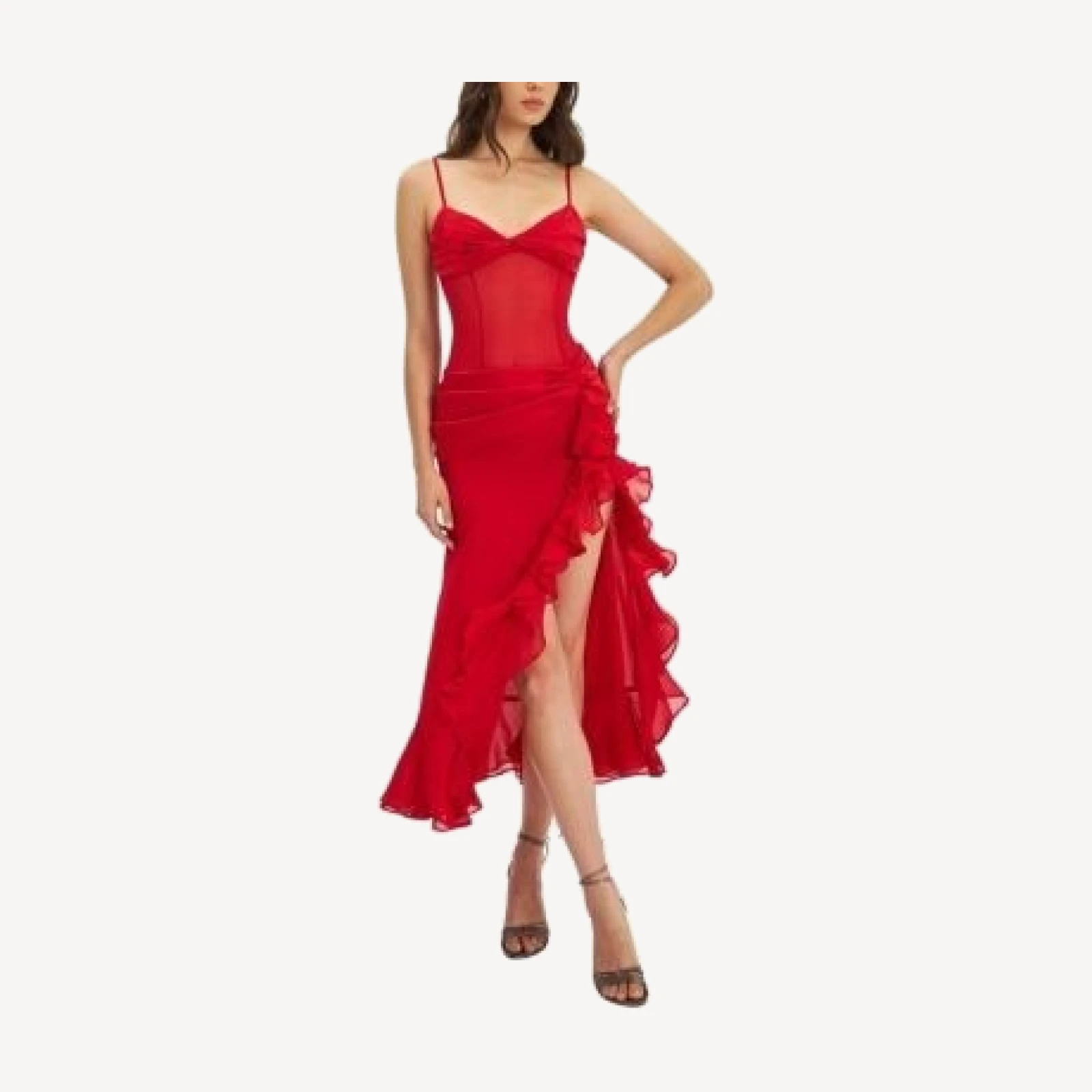 Miss Circle Dahlina Ruched Waist High Slit Maxi Dress
