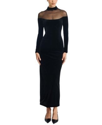 Miss Circle Blair Sheer Mock Neck Maxi Dress
