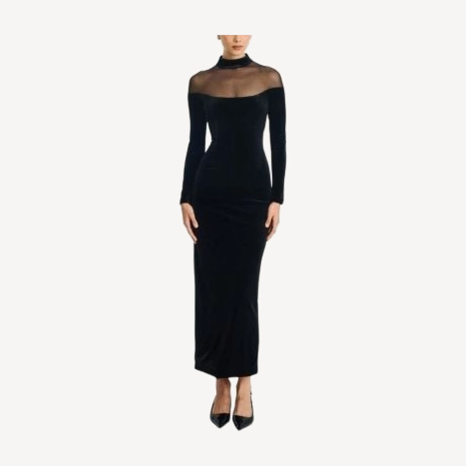 Miss Circle Blair Sheer Mock Neck Maxi Dress