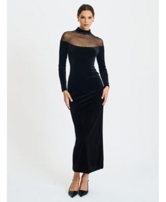 Miss Circle Blair Sheer Mock Neck Maxi Dress