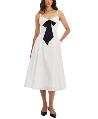 Miss Circle Corinne Poplin Flared Maxi Dress with Removable Bow