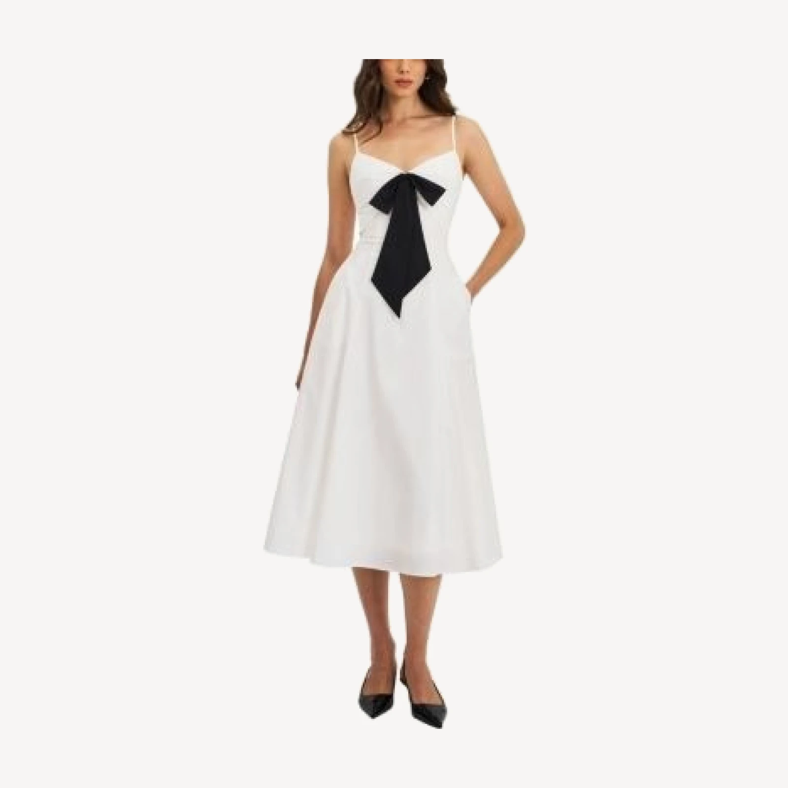 Miss Circle Corinne Poplin Flared Maxi Dress with Removable Bow