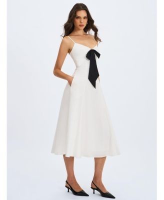 Miss Circle Corinne Poplin Flared Maxi Dress with Removable Bow
