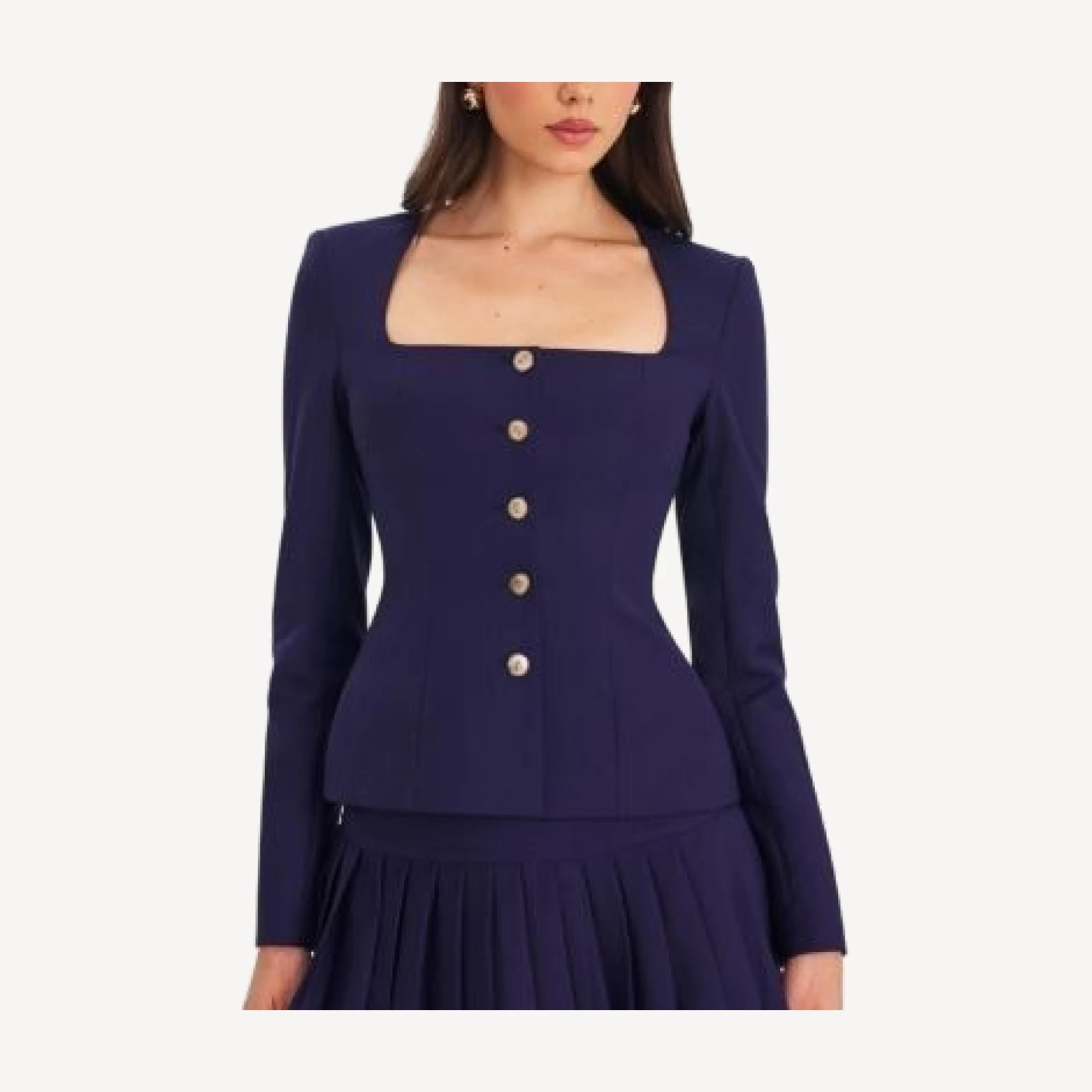 Miss Circle Skyla Square Neckline Peplum Blazer