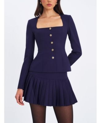 Miss Circle Skyla Square Neckline Peplum Blazer