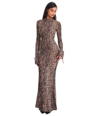 Miss Circle Waylynn Burnout Velvet Detail Mesh Backless Maxi Dress