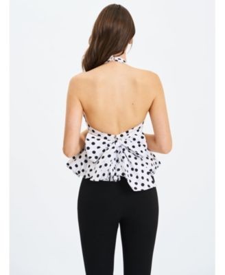 Miss Circle Ilene Polka Dot Bubble Hem Halter Top