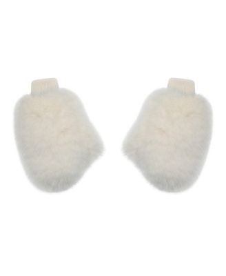 Miss Circle Katia White Faux Fur Mittens