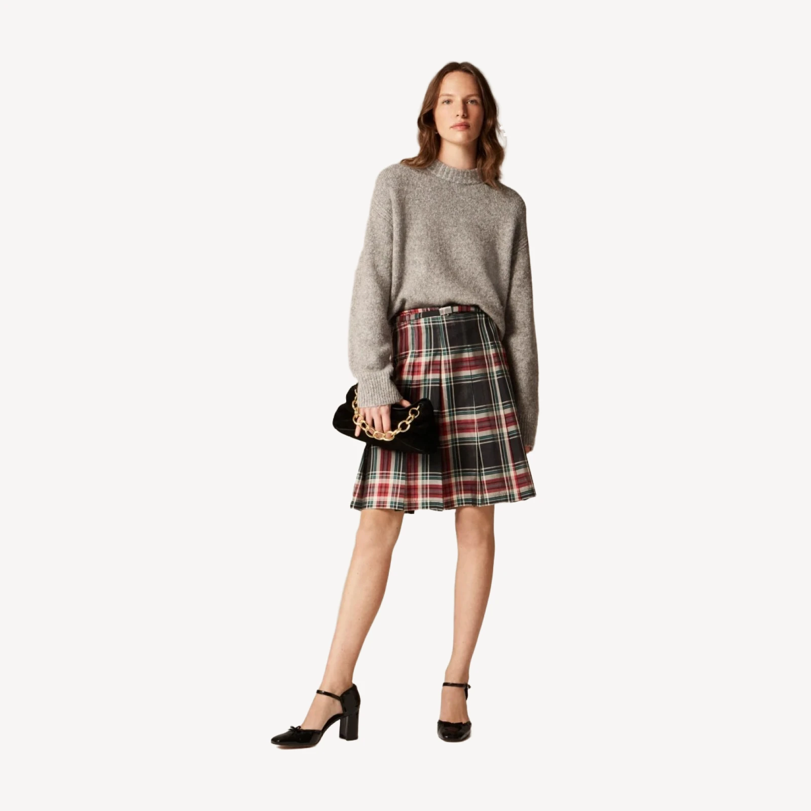 Pleated prep skirt in Stewart tartan