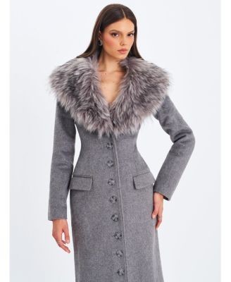 Miss Circle Faye Wool Blend Coat with Removable Faux Fur Collar, photo 2