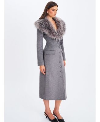 Miss Circle Faye Wool Blend Coat with Removable Faux Fur Collar, photo 4