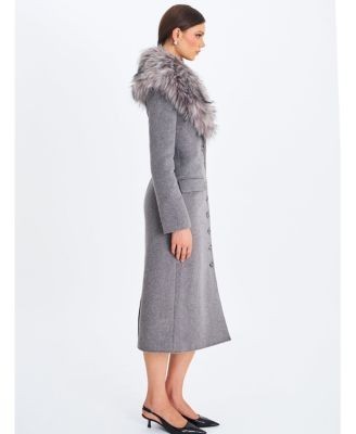 Miss Circle Faye Wool Blend Coat with Removable Faux Fur Collar, photo 5