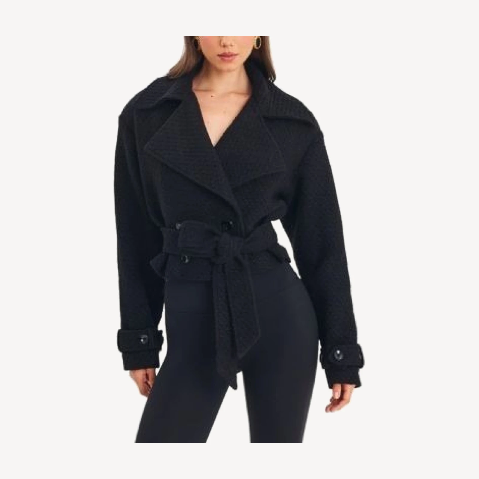 Miss Circle Dara Wool Blend Cropped Double-Breasted Belted Coat