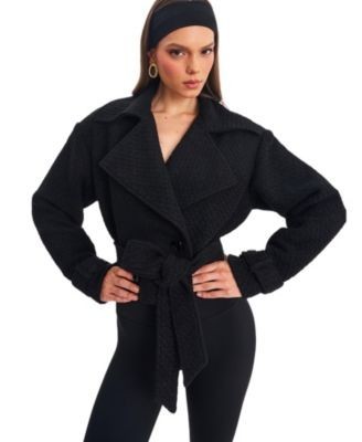 Miss Circle Dara Wool Blend Cropped Double-Breasted Belted Coat