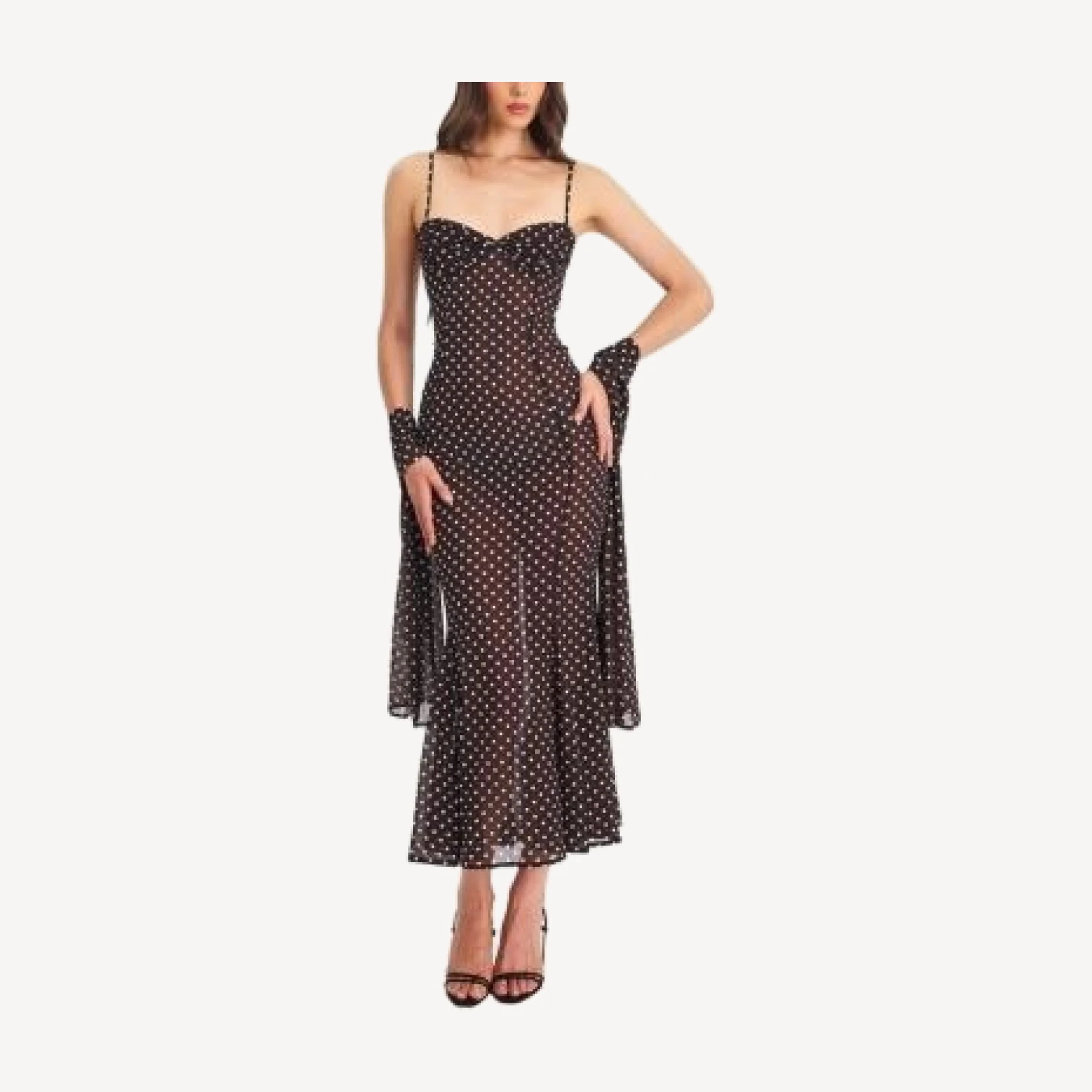 Miss Circle Yadira Polka Dot Sheer Chiffon Maxi Dress