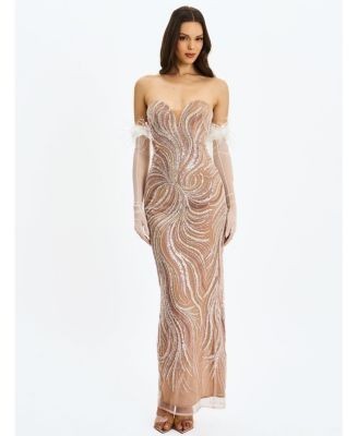Miss Circle Quinci Beaded Sequin Sweetheart Maxi Dress