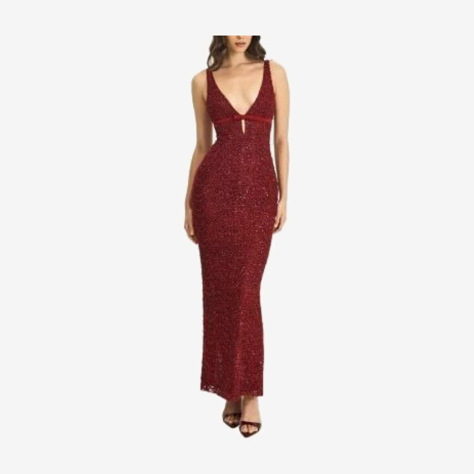 Miss Circle Elora Sequin Beaded Keyhole Maxi Dress