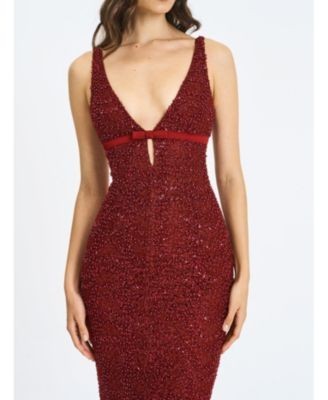 Miss Circle Elora Sequin Beaded Keyhole Maxi Dress