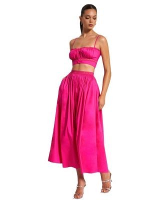 Miss Circle Martha Cotton Poplin Maxi Skirt with Lace Trim
