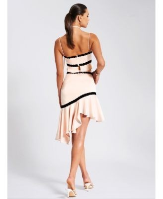 Miss Circle Yareli Lace Trim Satin Strappy Top