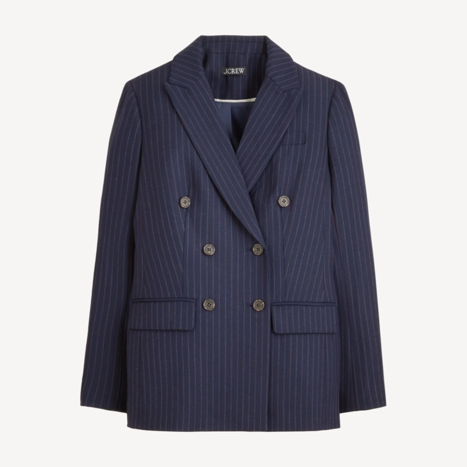 Double-breasted blazer in pinstriped wool blend